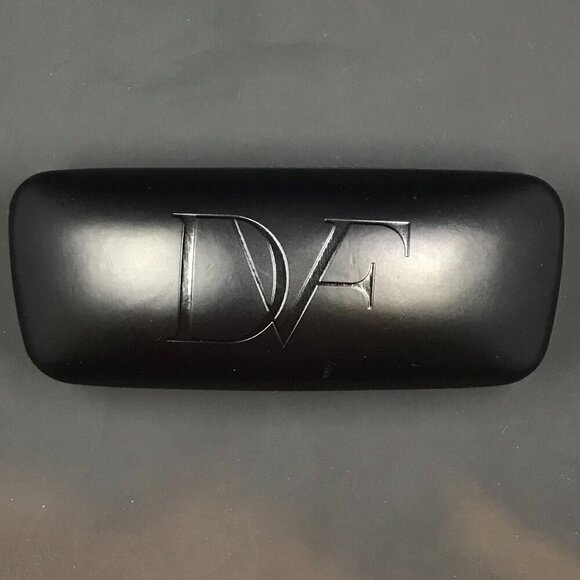 Diane Von Furstenberg hard side Clam Shell Sunglass/eyeglass case.  Black/pink - Picture 1 of 10